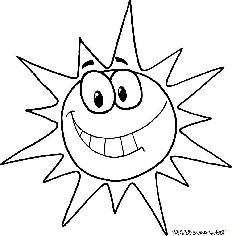 Your child will love coloring his favorite zoo animals. Printable cartoon character smiling sun coloring pages - Printable Coloring Pages For Kids
